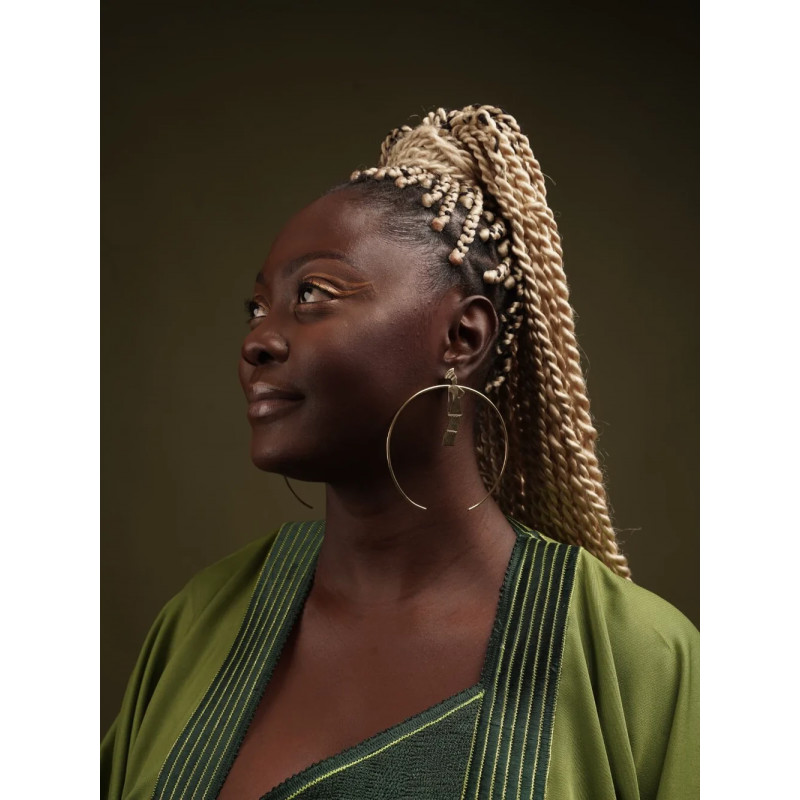 Earring Zulu in Bronze , 10 cm