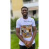 White 100% Cotton T-shirt with Wax Detail