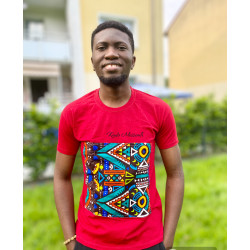 Red T-shirt 100% Cotton with a Touch of Wax at the Front