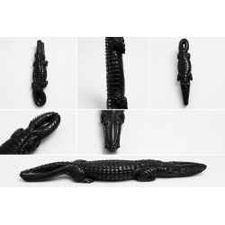 Hand-Carved Cameroonian Ebony Crocodile